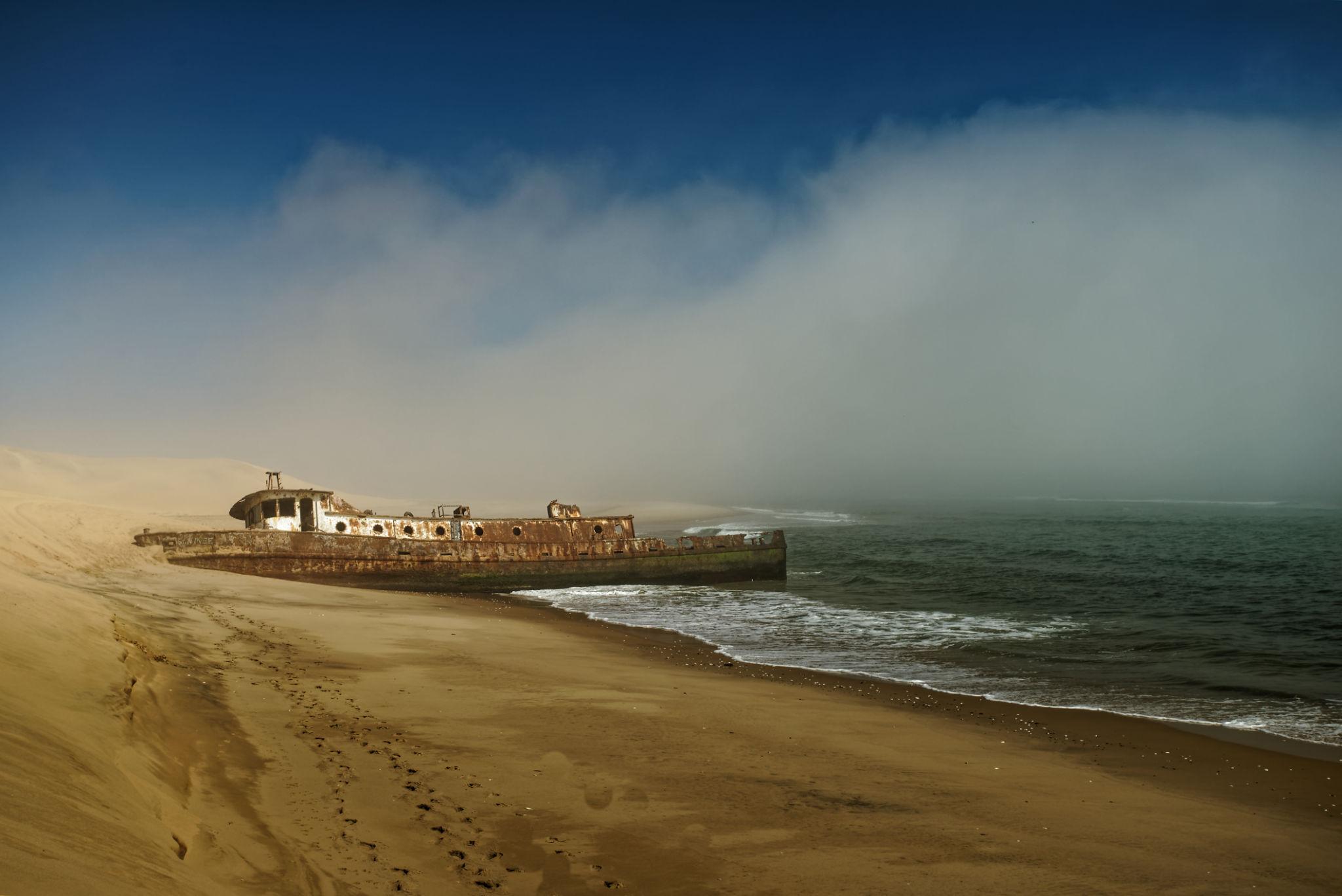 skeleton coast and shipwreck in Namibia