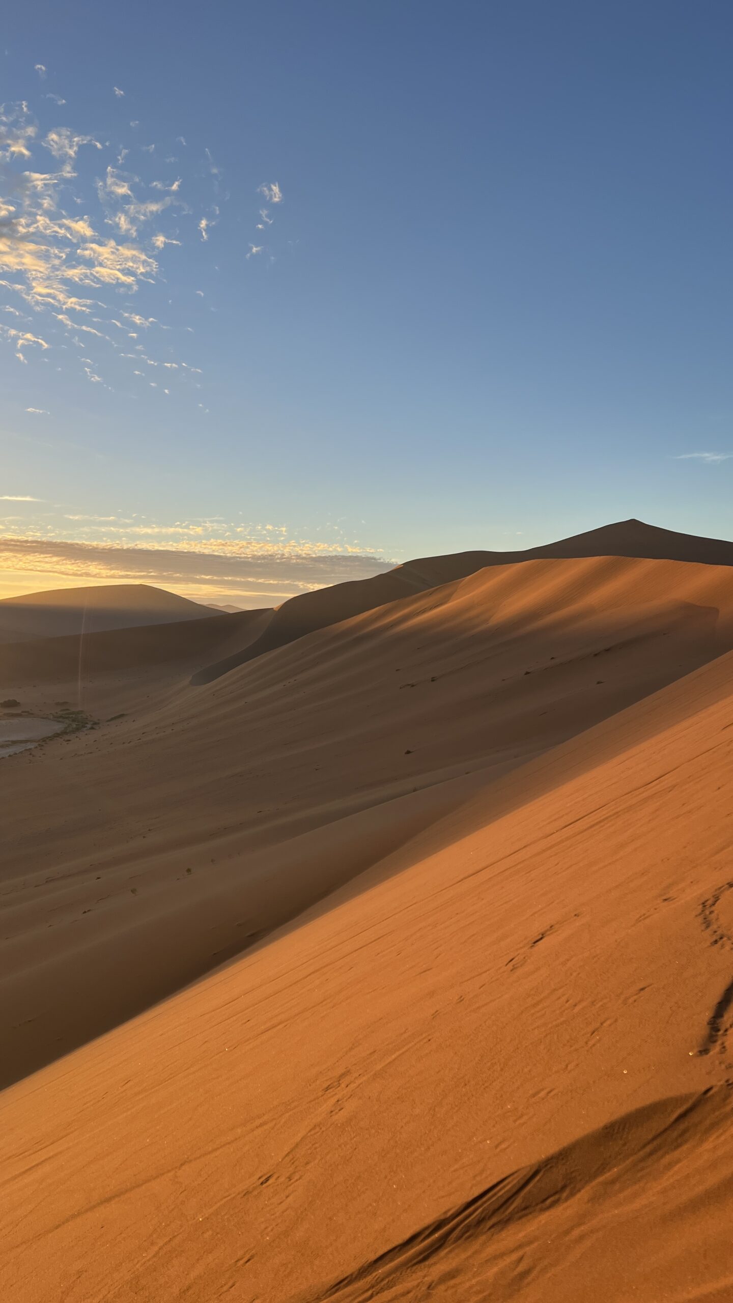 Sunrise over Sossusvlei dunes in Namibia